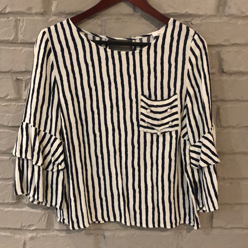 Navy striped blouse